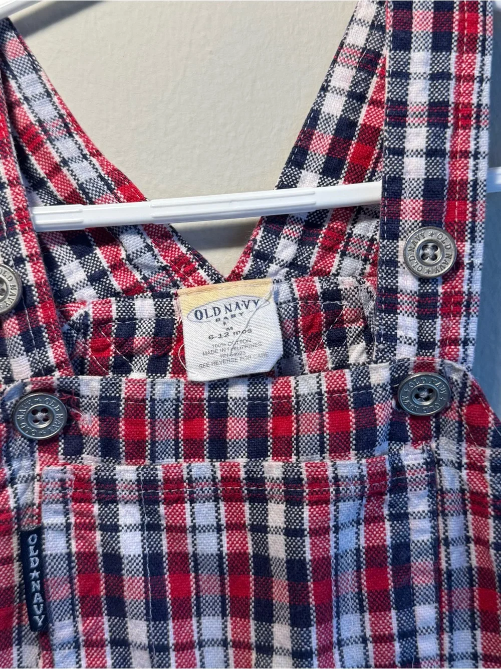 Old Navy Red, Black & White Plaid Kids Overalls